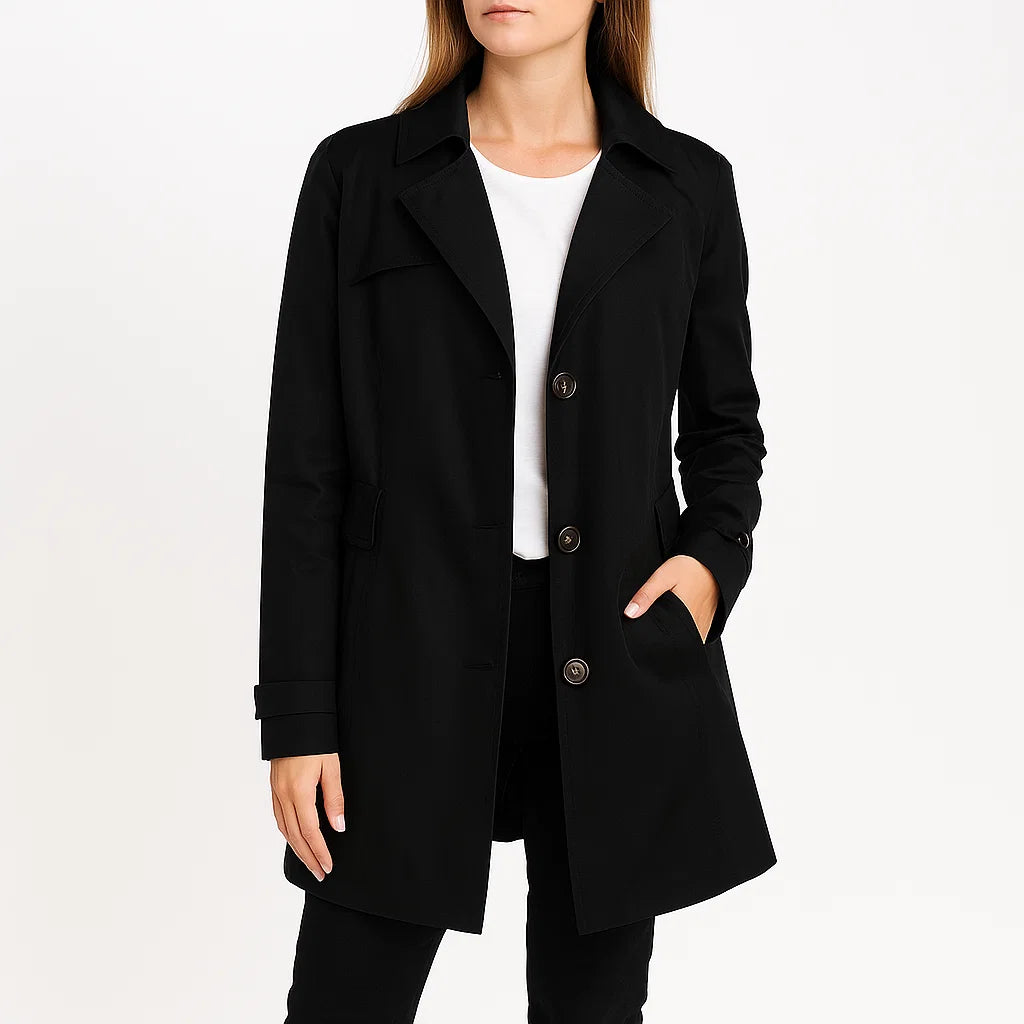 Damski płaszcz o średniej długości, elegancki, lekki, idealny na jesień i wiosnę