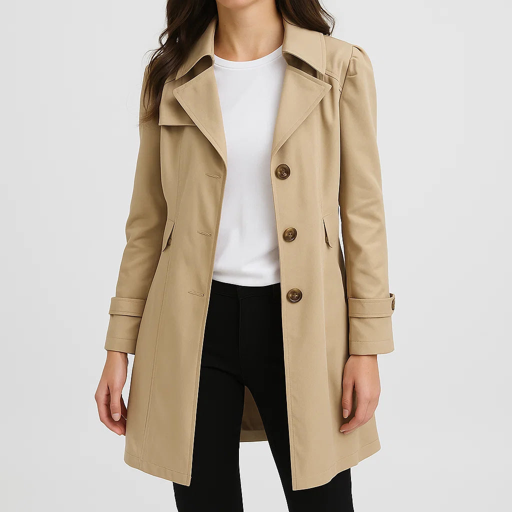 Damski płaszcz o średniej długości, elegancki, lekki, idealny na jesień i wiosnę