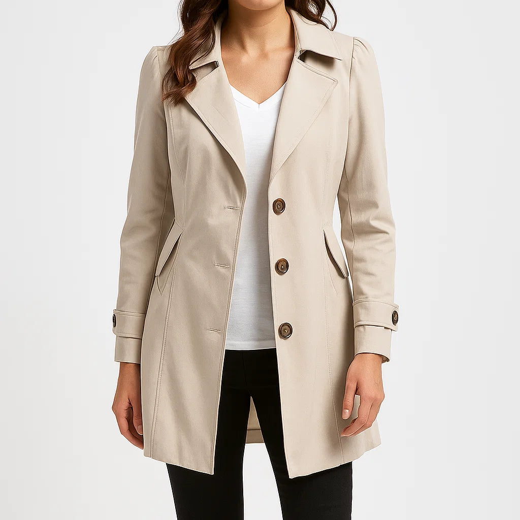 Damski płaszcz o średniej długości, elegancki, lekki, idealny na jesień i wiosnę