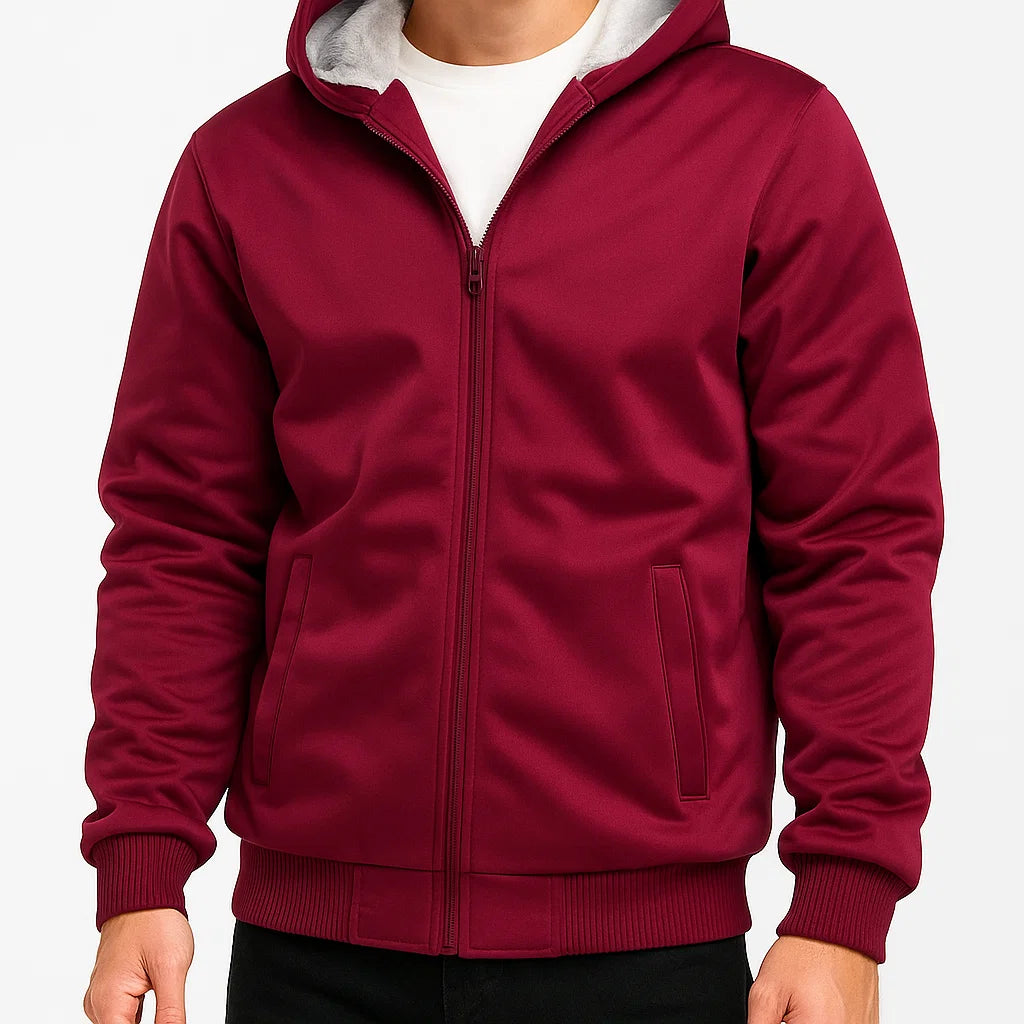 Męska bluza polarowa zimowa z kapturem, ocieplana i gruba