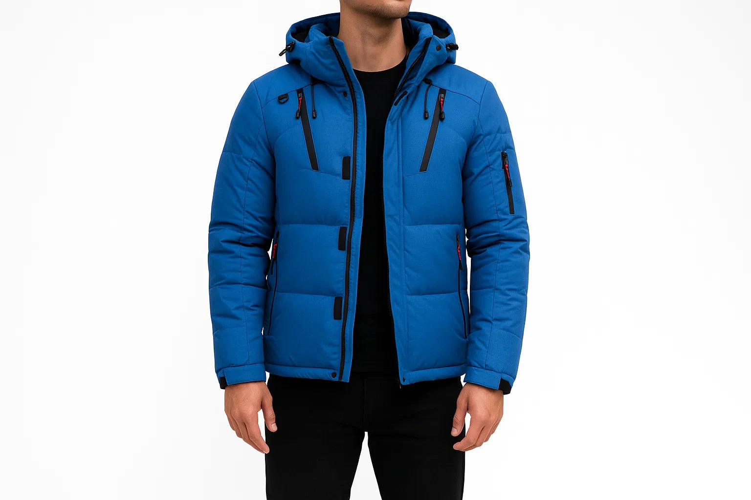 Męska kurtka zimowa puchowa z kapturem – ciepła, gruba i odporna na wiatr