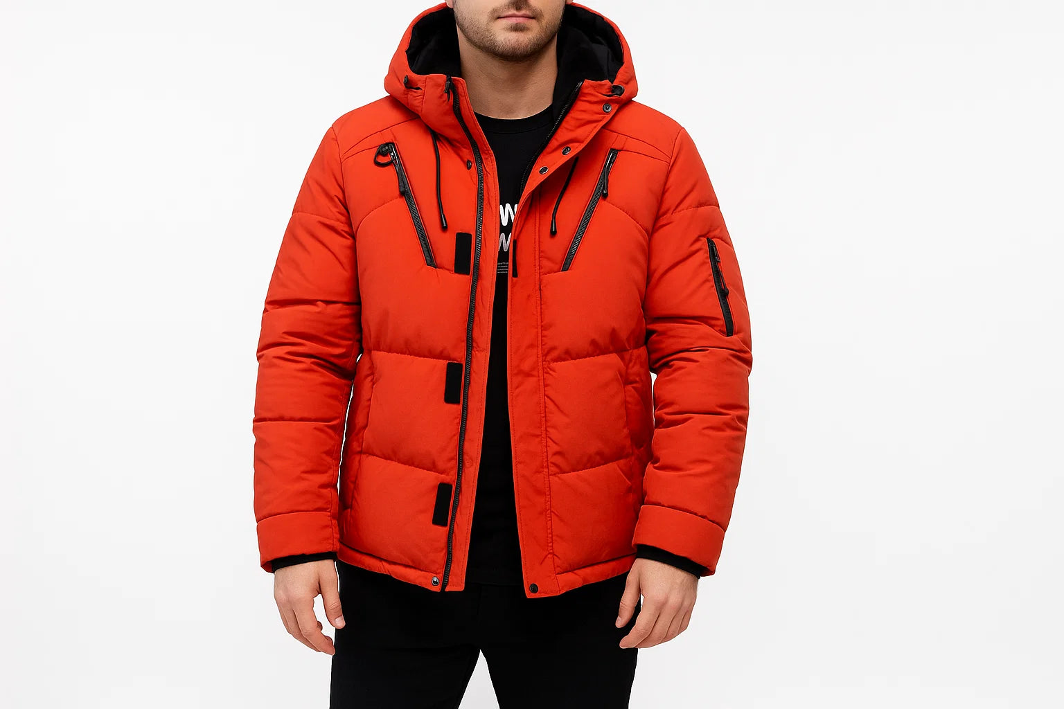 Męska kurtka zimowa puchowa z kapturem – ciepła, gruba i odporna na wiatr