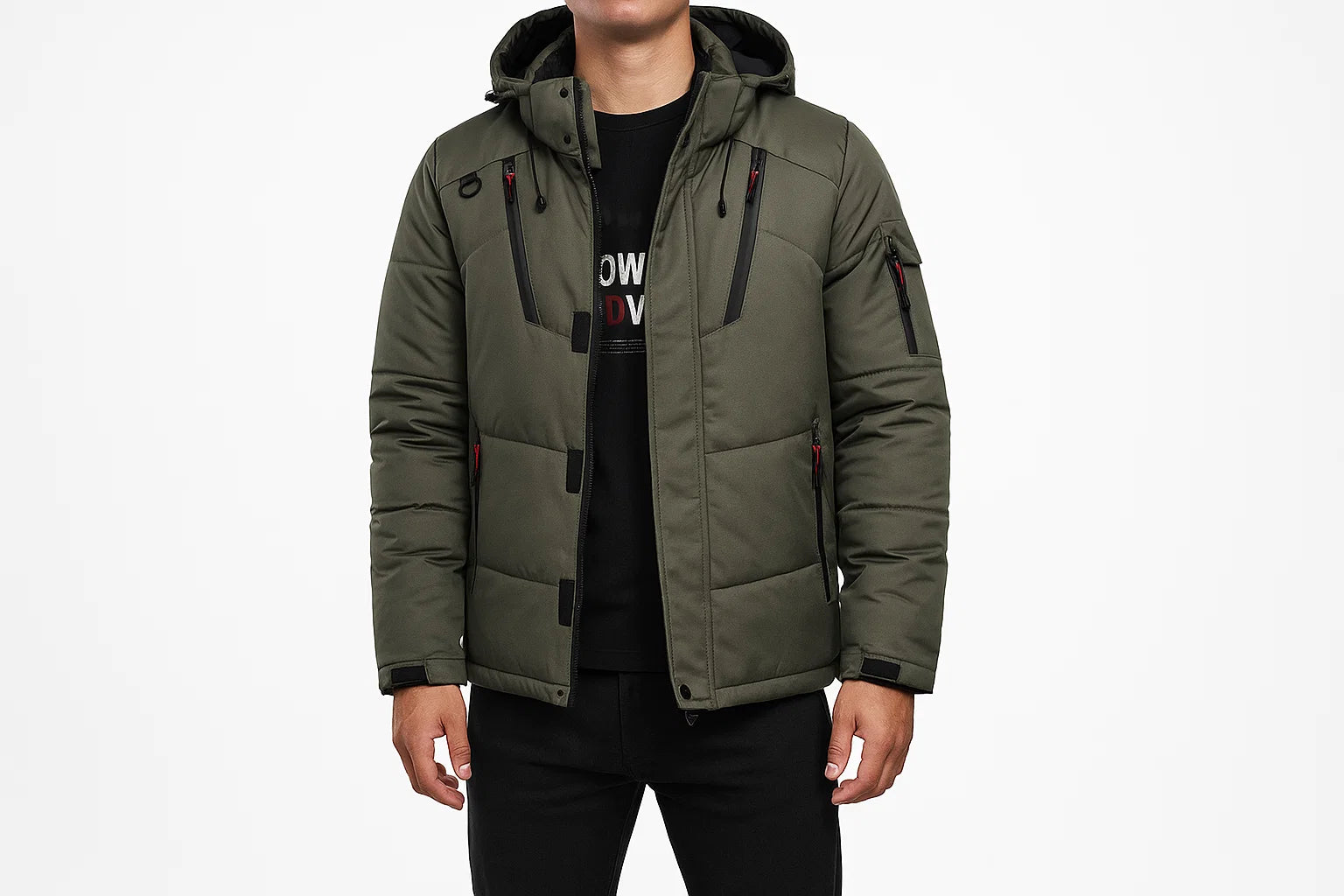 Męska kurtka zimowa puchowa z kapturem – ciepła, gruba i odporna na wiatr