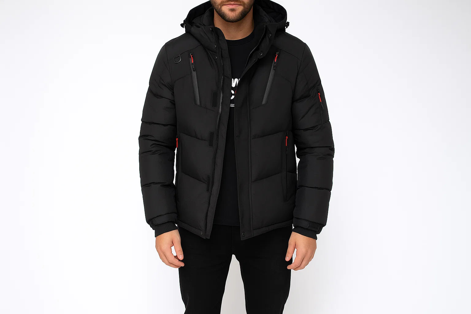 Męska kurtka zimowa puchowa z kapturem – ciepła, gruba i odporna na wiatr