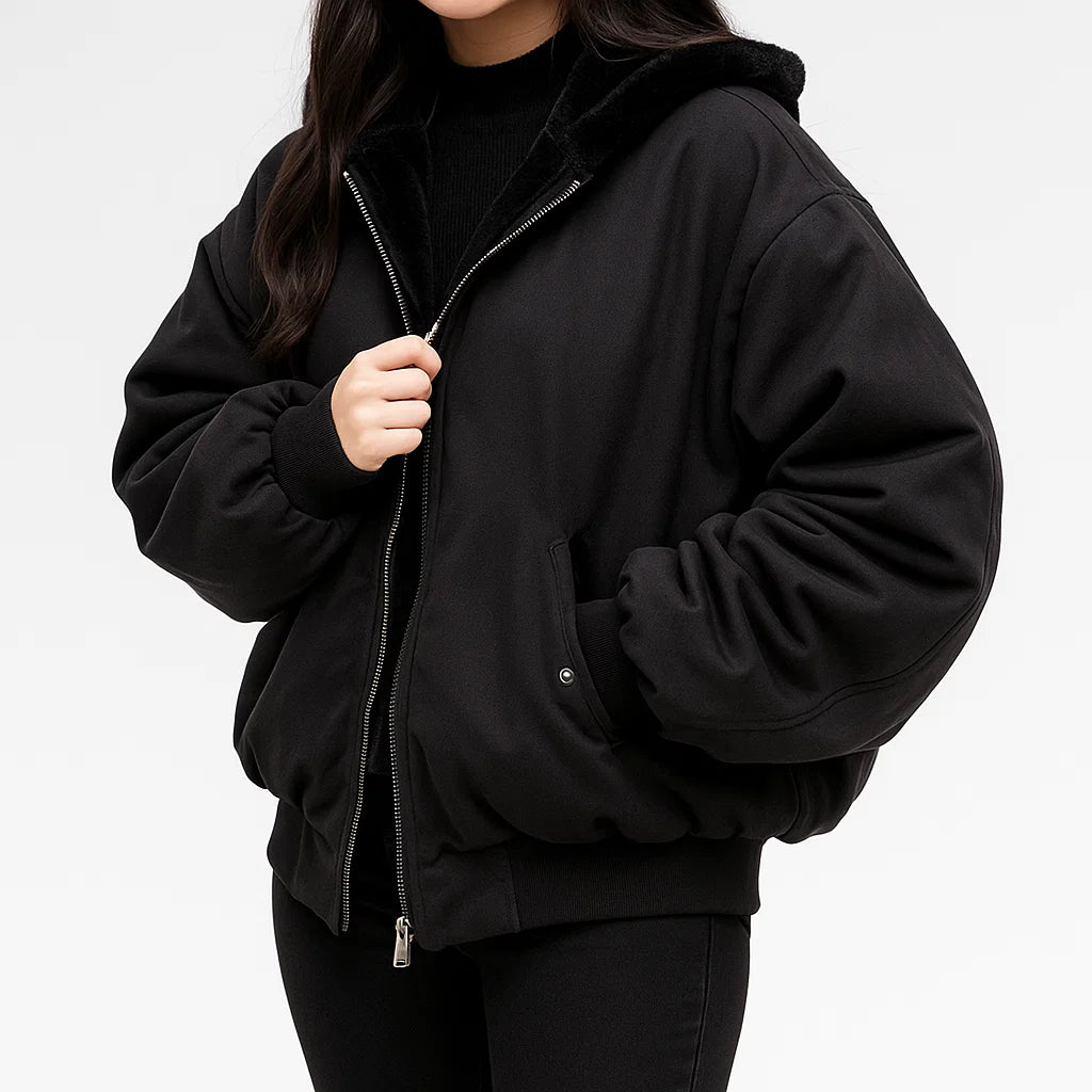 Damska kurtka ocieplana z barankiem – dwustronna i stylowa