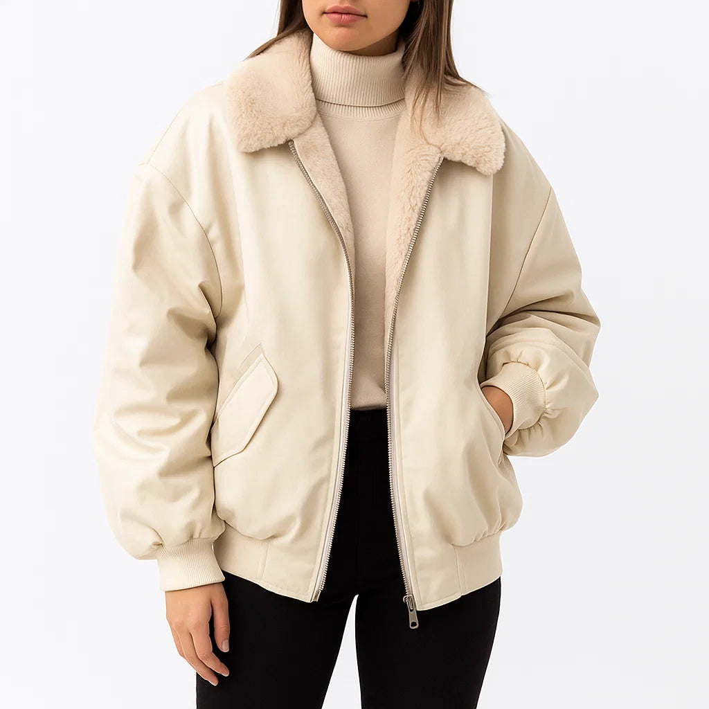 Damska kurtka ocieplana z barankiem – dwustronna i stylowa