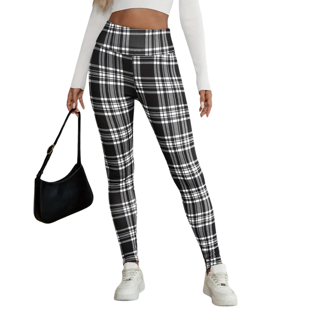 Zimowe legginsy z nadrukiem – ocieplane, wysoki stan, elastyczne i stylowe