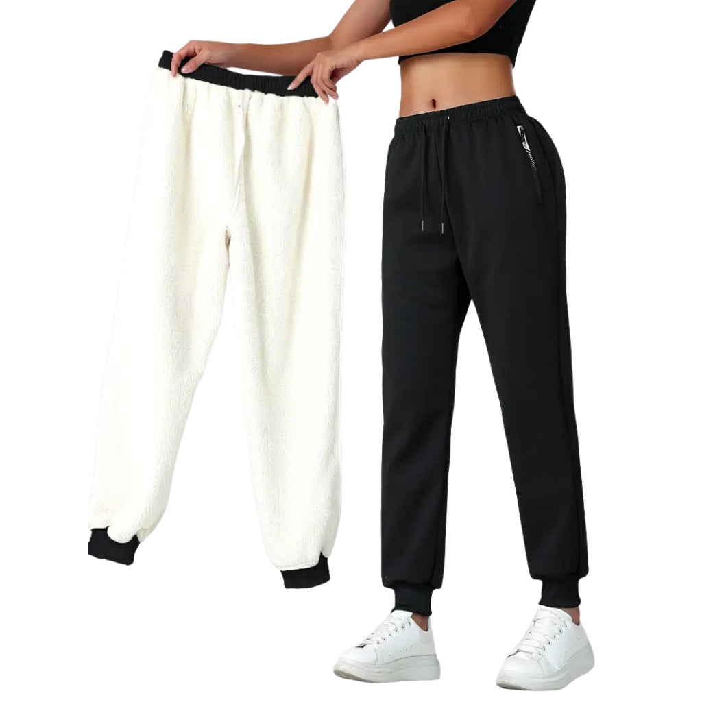 Damskie Zimowe Spodnie Termiczne z Elastycznym Pasem i Kieszeniami