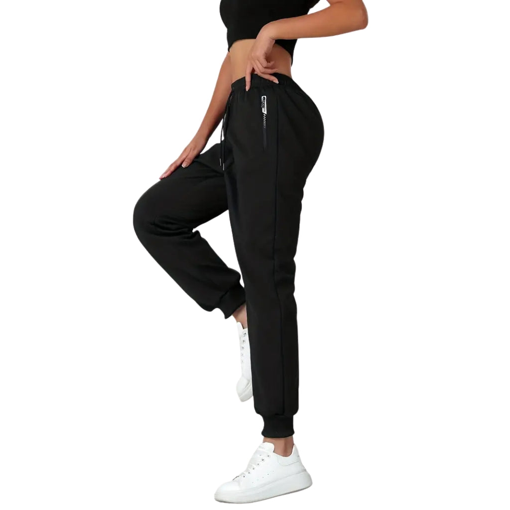 Damskie Zimowe Spodnie Termiczne z Elastycznym Pasem i Kieszeniami