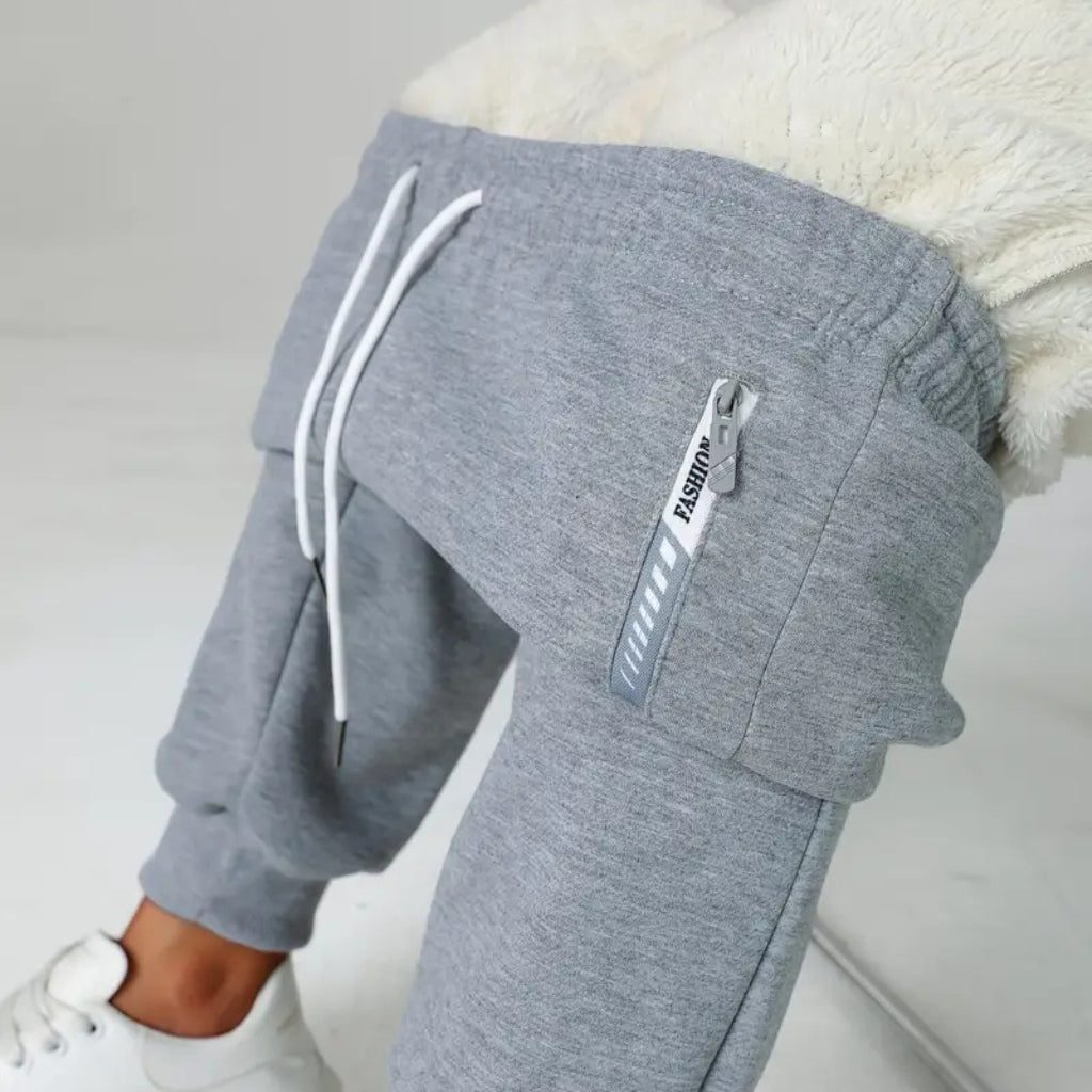 Damskie Zimowe Spodnie Termiczne z Elastycznym Pasem i Kieszeniami