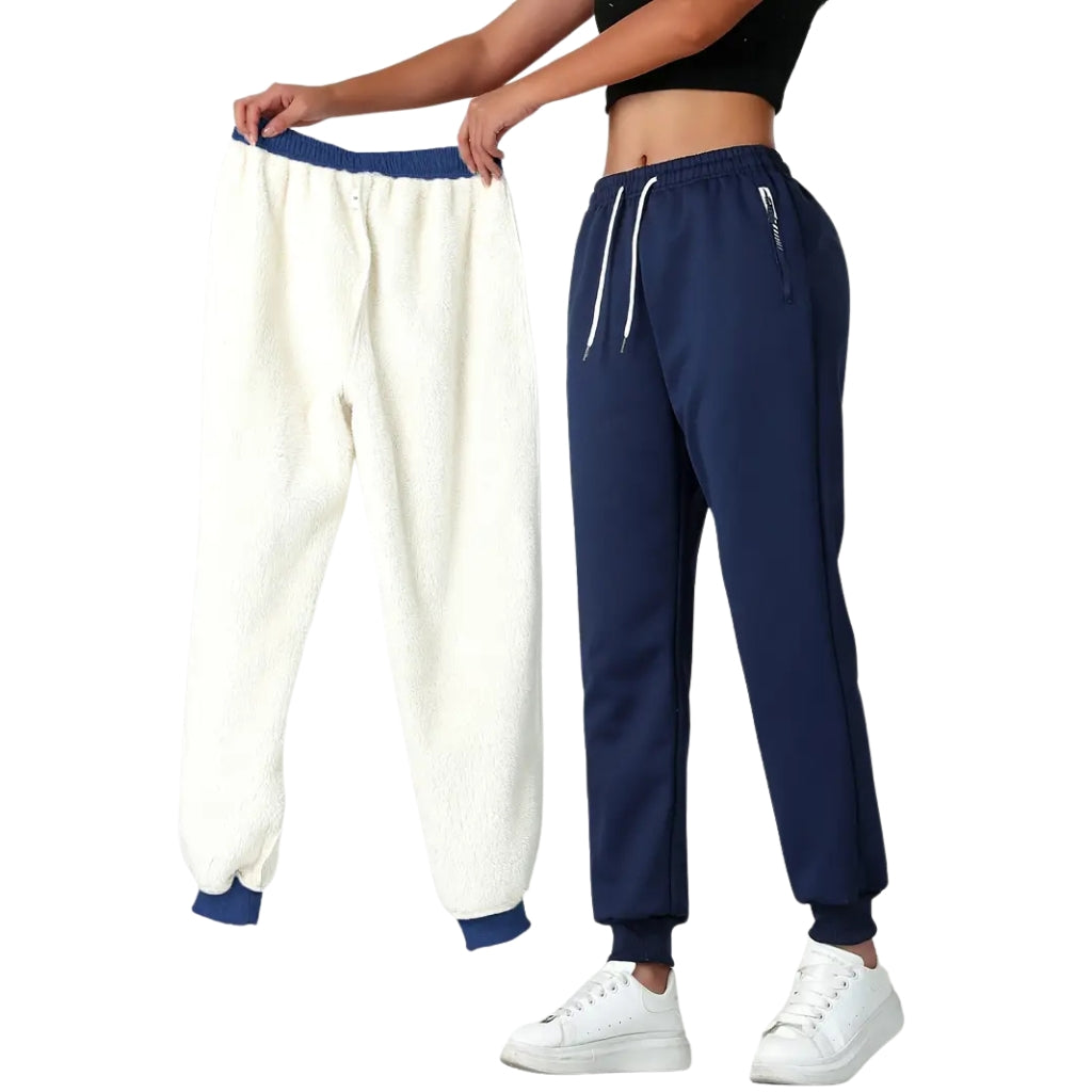 Damskie Zimowe Spodnie Termiczne z Elastycznym Pasem i Kieszeniami