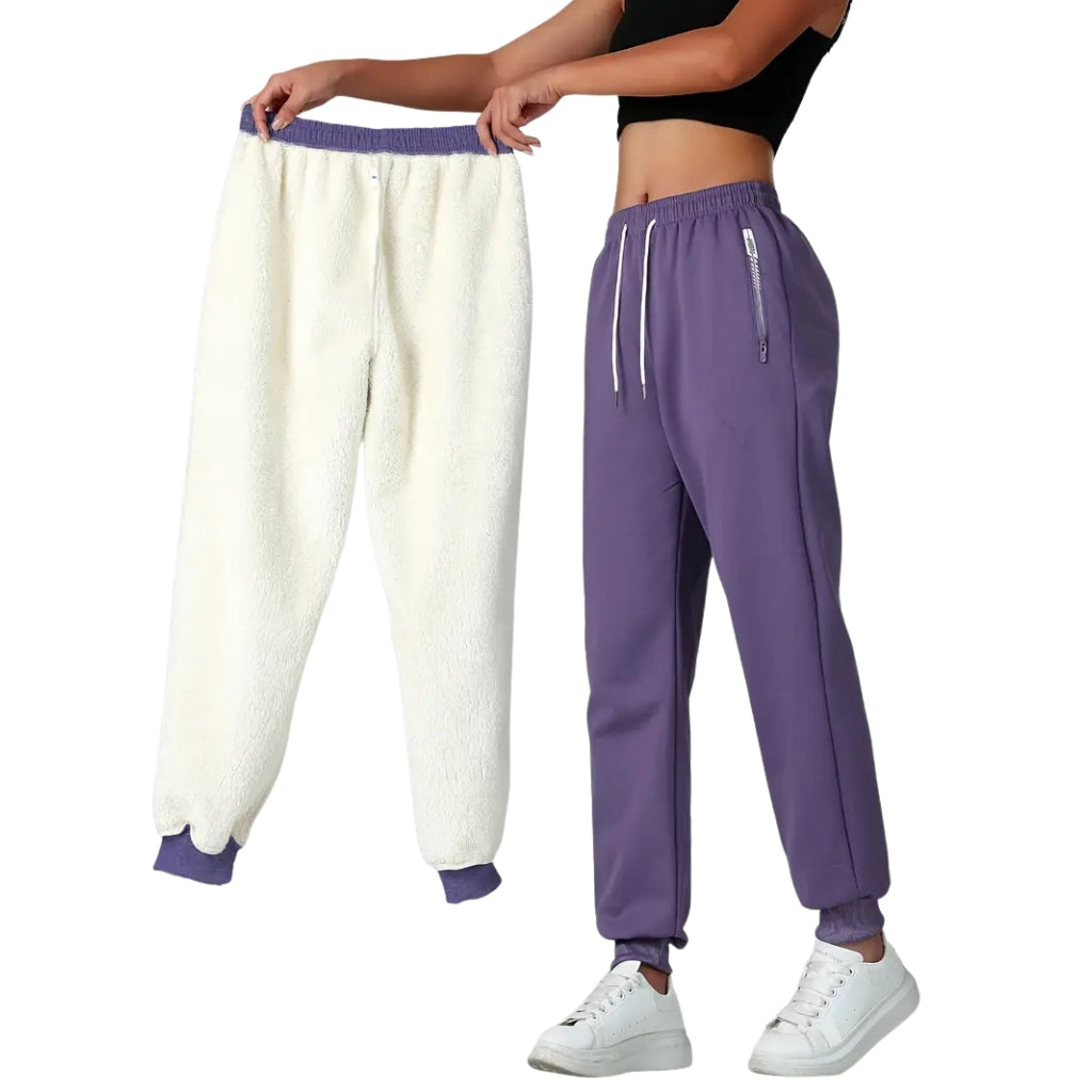 Damskie Zimowe Spodnie Termiczne z Elastycznym Pasem i Kieszeniami