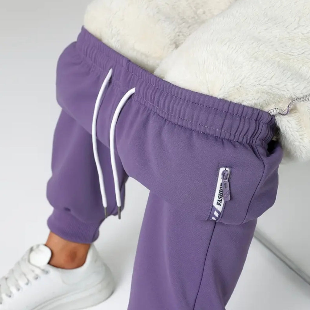 Damskie Zimowe Spodnie Termiczne z Elastycznym Pasem i Kieszeniami