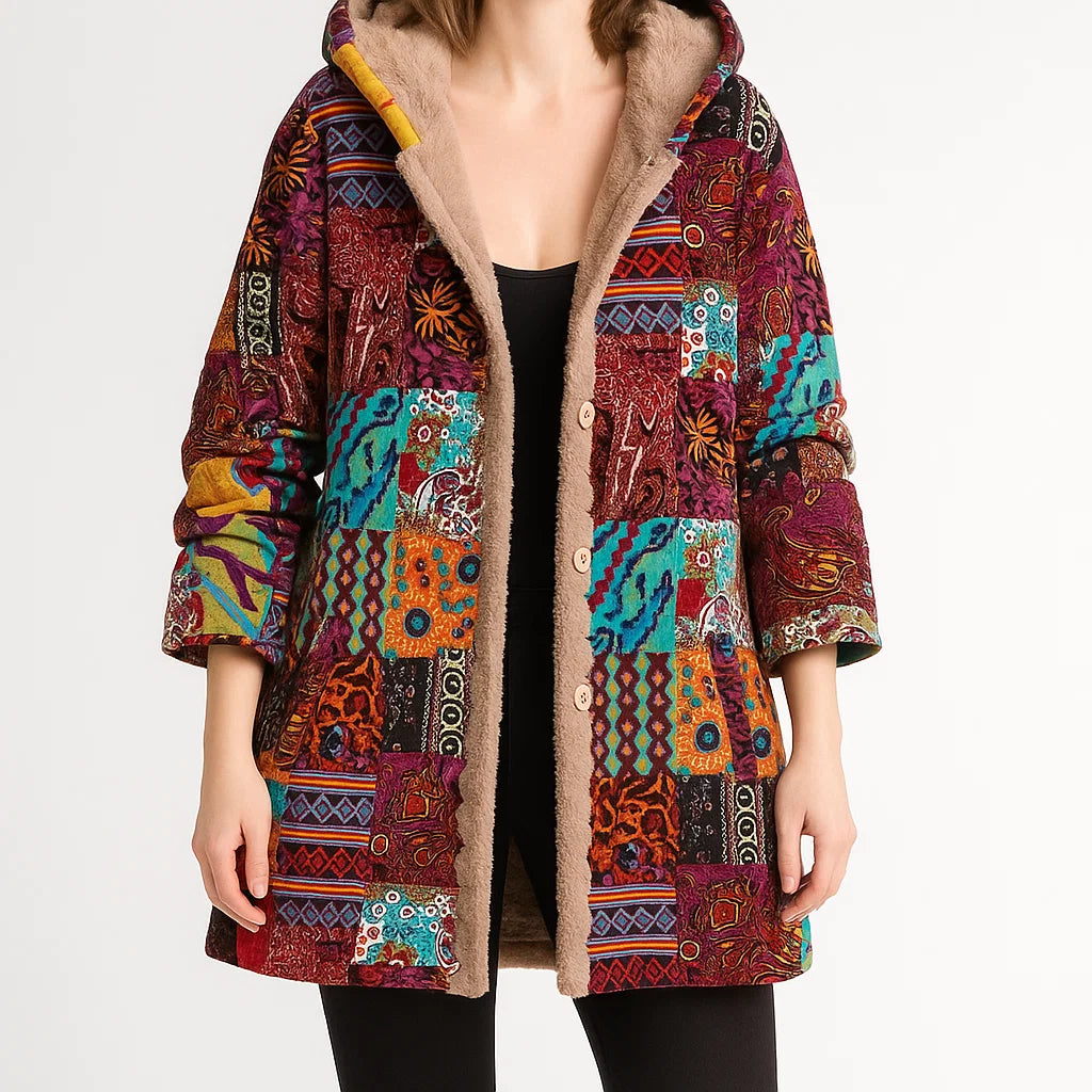 Płaszcz damski w stylu boho z kapturem