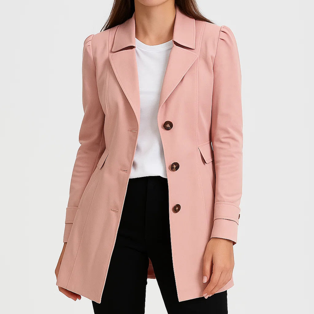 Damski płaszcz o średniej długości, elegancki, lekki, idealny na jesień i wiosnę