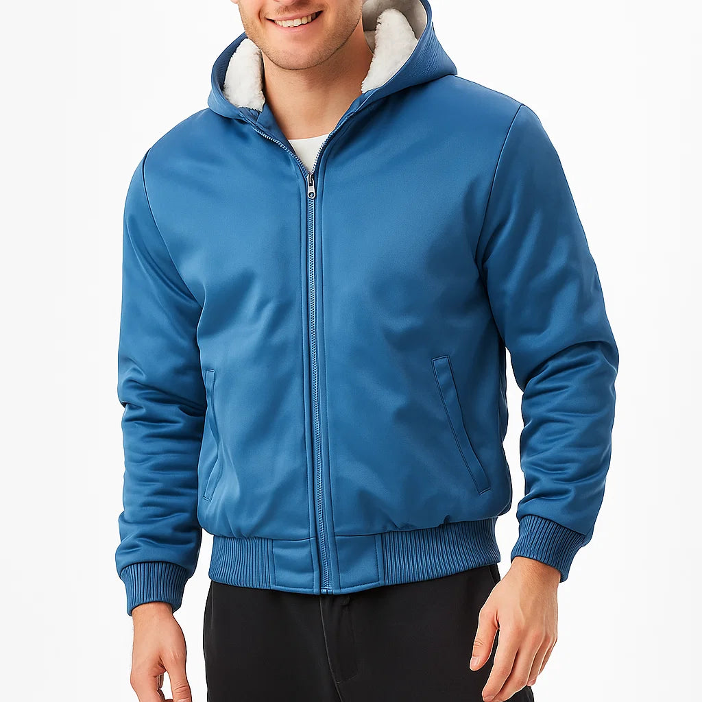 Męska bluza polarowa zimowa z kapturem, ocieplana i gruba