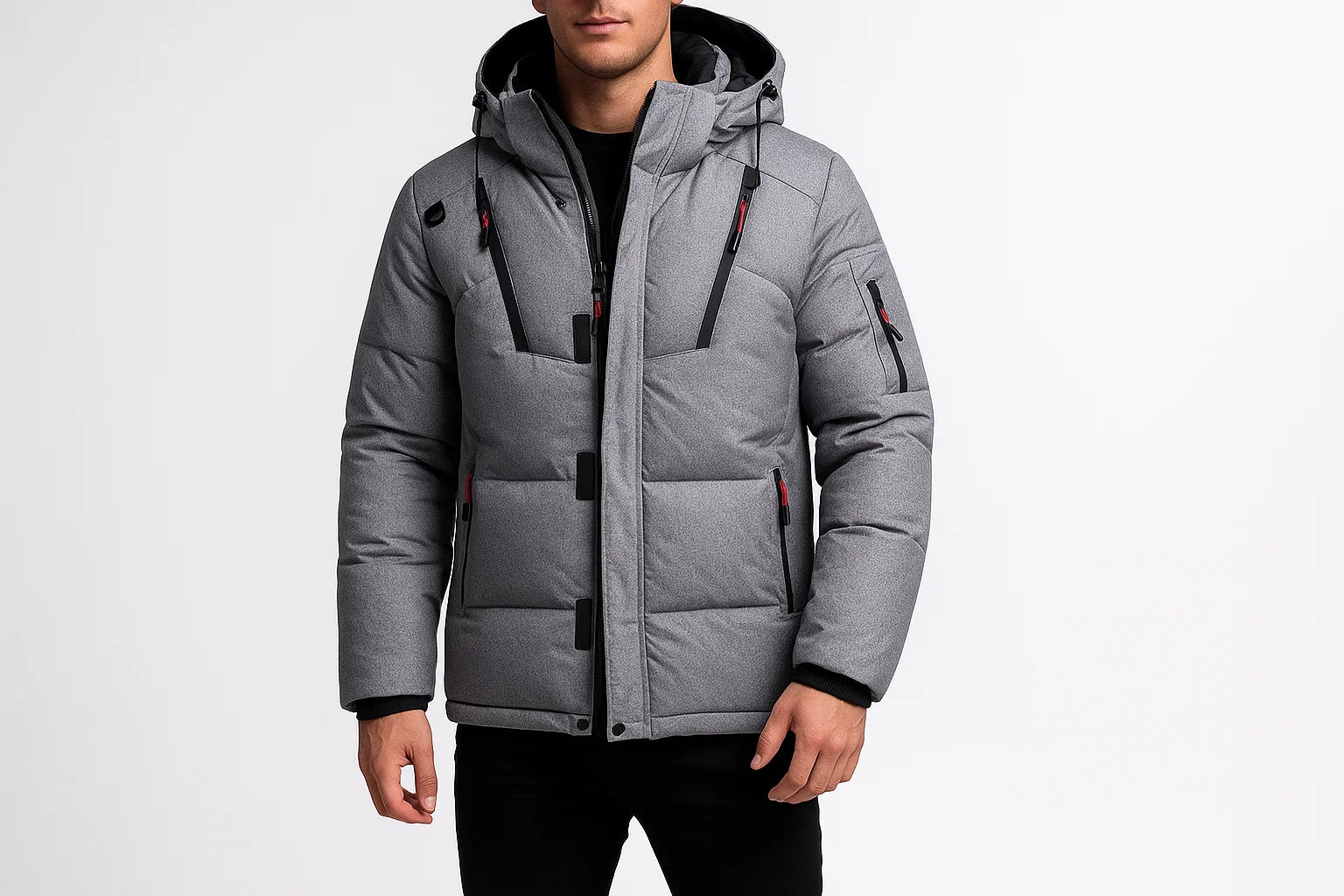 Męska kurtka zimowa puchowa z kapturem – ciepła, gruba i odporna na wiatr