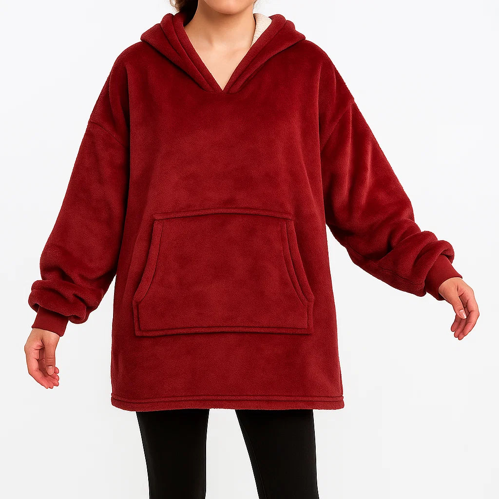 Ciepła bluza koc z kapturem – miękka, gruba i wygodna bluza polarowa do domu